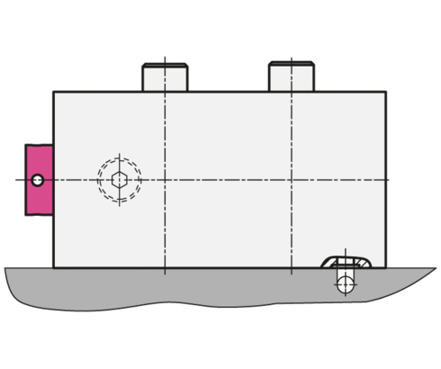 Manifold-mounting connection L - Broad side with 4 mounting holes