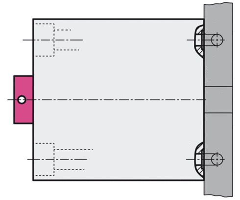 Manifold-mounting connection B - Bottom side with 4 mounting holes