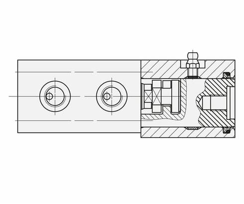 Kolbenstange mit Innengewinde und Druckschraube mit Kupplungszapfen